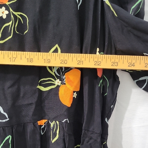 Loralette Black Midi Dress with Orange Floral Design Size 18/20 - Picture 7 of 9